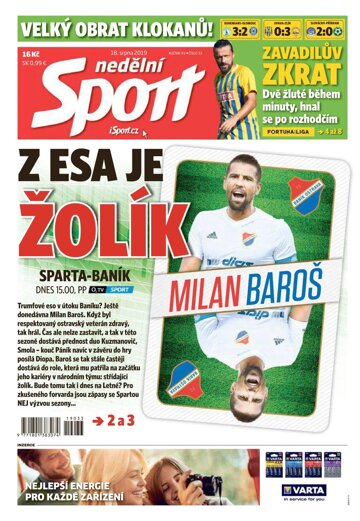 Obálka e-magazínu Nedělní Sport 18.8.2019