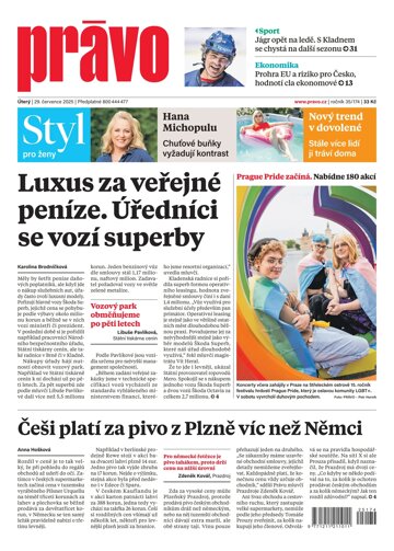 Obálka e-magazínu Deník Právo 29.7.2025