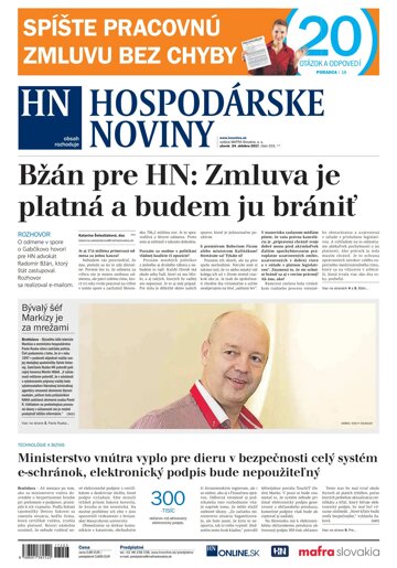 Obálka e-magazínu Hospodárske noviny 24.10.2017