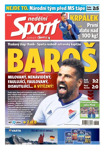 Obálka e-magazínu Nedělní Sport 29.4.2018