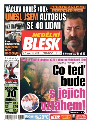 Obálka e-magazínu Nedělní Blesk 27.5.2018