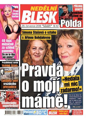 Obálka e-magazínu Nedělní Blesk 29.7.2018