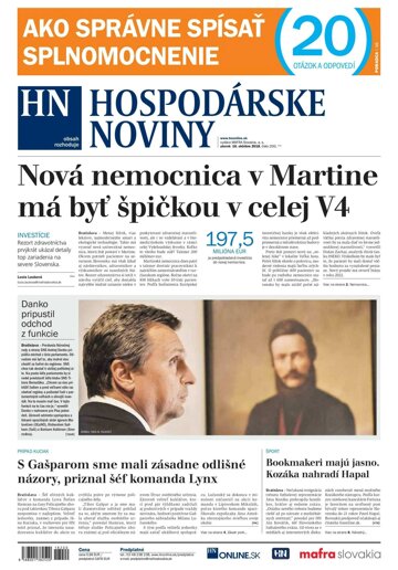 Obálka e-magazínu Hospodárske noviny 16.10.2018
