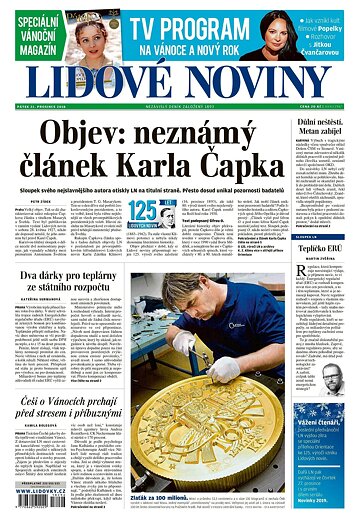 Obálka e-magazínu Lidové noviny 21.12.2018