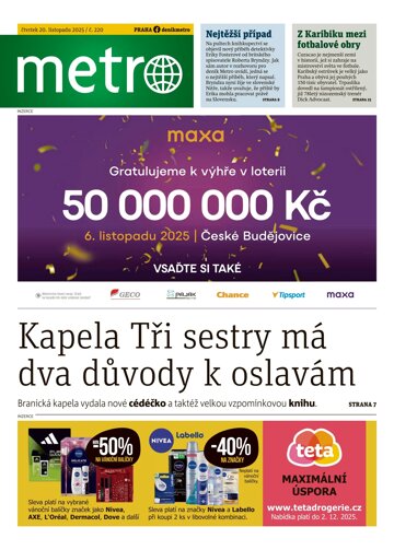 Obálka e-magazínu deník METRO 20.11.2025