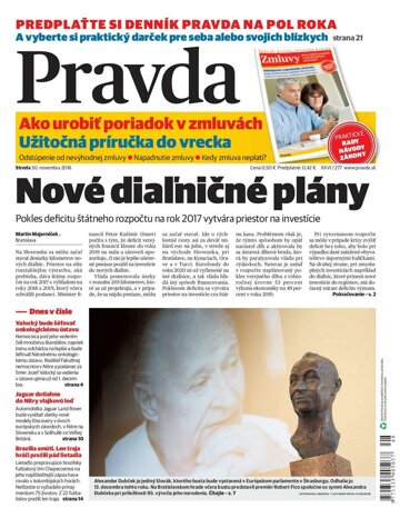Obálka e-magazínu Pravda 30. 11. 2016