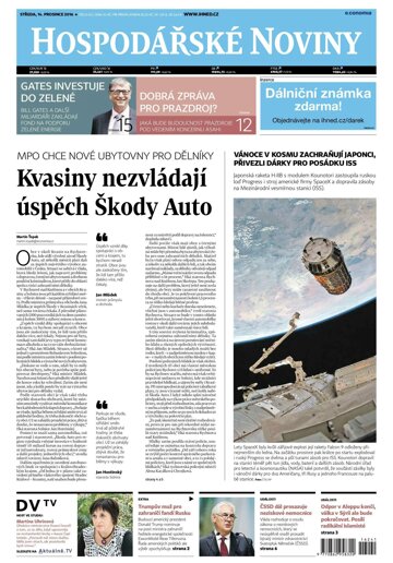 Obálka e-magazínu Hospodářské noviny 241 - 14.12.2016