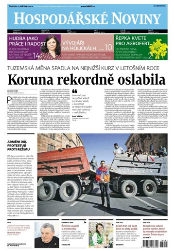 Obálka e-magazínu Hospodářské noviny 085 - 3.5.2018