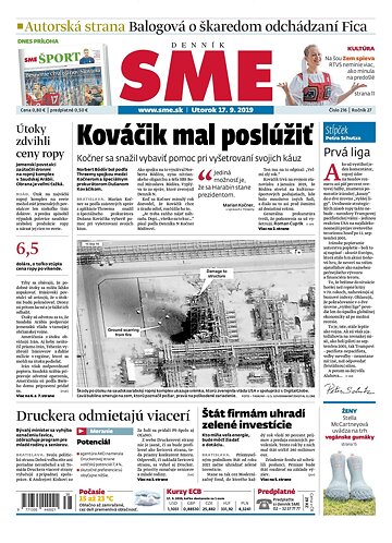 Obálka e-magazínu SME 17.9.2019