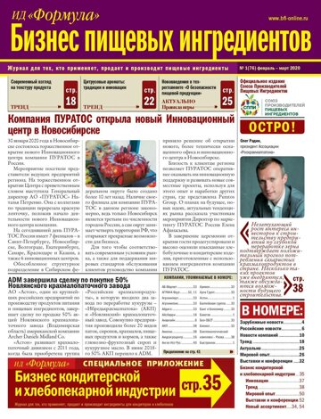 Obálka e-magazínu Бизнес пищевых ингрдеиентов 1-2020