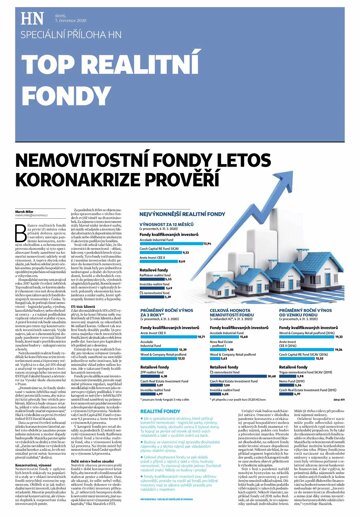 Obálka e-magazínu Hospodářské noviny - příloha 129 - 7.7.2020 Top realitni fondy