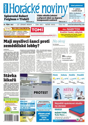 Obálka e-magazínu Horácké Noviny Pátek 20.10.2017 č. 080
