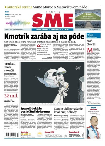 Obálka e-magazínu SME 4.3.2019