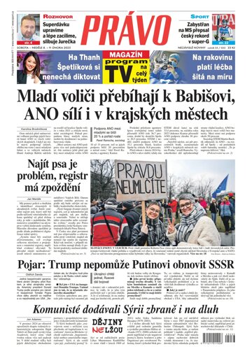 Obálka e-magazínu Deník Právo 8.2.2025
