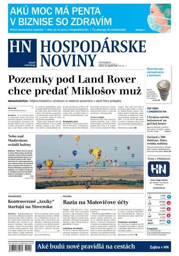 Obálka e-magazínu Hospodárske noviny 13.08.2015