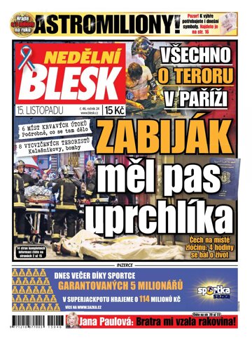 Obálka e-magazínu Nedělní Blesk 15.11.2015