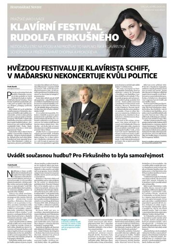 Obálka e-magazínu Hospodářské noviny - příloha 204 - 20.10.2016 příloha Klavírní festival Rudolfa Firkušného