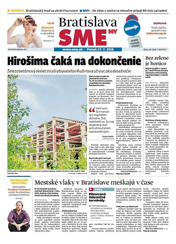 Obálka e-magazínu SME MY Bratislava 27.7.2018