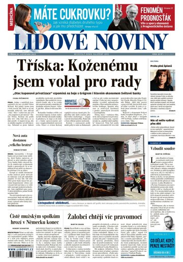 Obálka e-magazínu Lidové noviny 13.11.2019