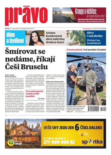 Obálka e-magazínu Deník Právo 27.8.2025