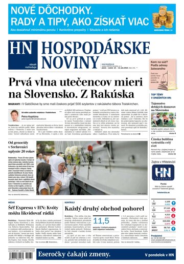 Obálka e-magazínu Hospodárske noviny 10.07.2015