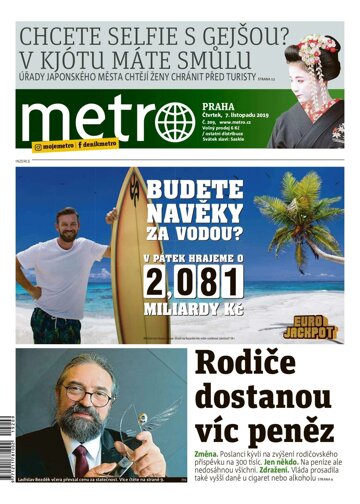 Obálka e-magazínu deník METRO 7.11.2019