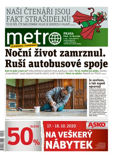 Obálka e-magazínu deník METRO 16.10.2020