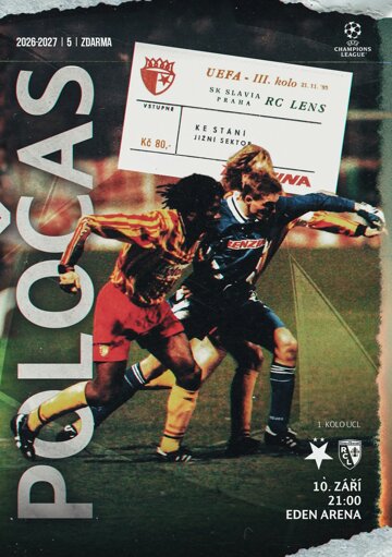 Obálka e-magazínu Poločas 27/2026č.5 Slavia - Lens