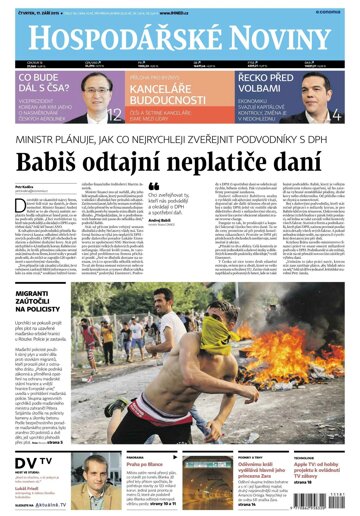 Obálka e-magazínu Hospodářské noviny 181 - 17.9.2015