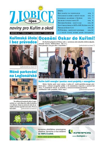 Obálka e-magazínu Zlobice noviny pro Kuřim a okolí 10/2025