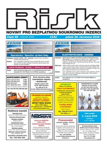 Obálka e-magazínu Risk 58/2016