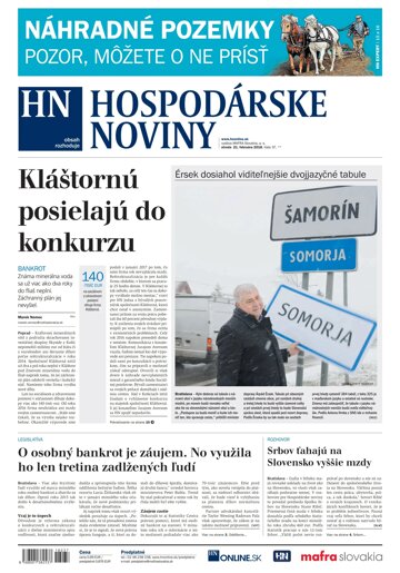 Obálka e-magazínu Hospodárske noviny 21.02.2018
