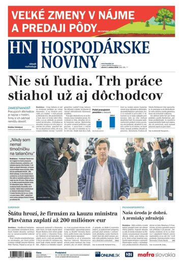 Obálka e-magazínu Hospodárske noviny 03.10.2018