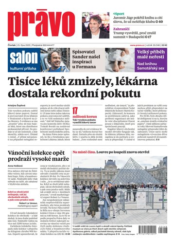 Obálka e-magazínu Deník Právo 23.10.2025