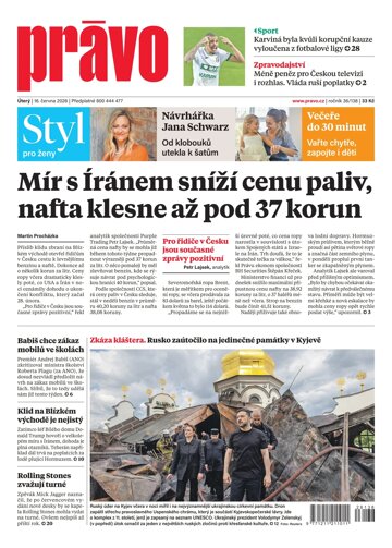 Obálka e-magazínu Deník Právo 16.6.2026