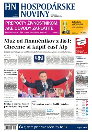 Obálka e-magazínu Hospodárske noviny 26.05.2015