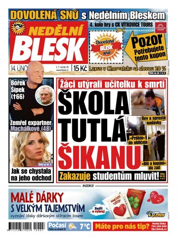 Obálka e-magazínu Nedělní Blesk 14.2.2016