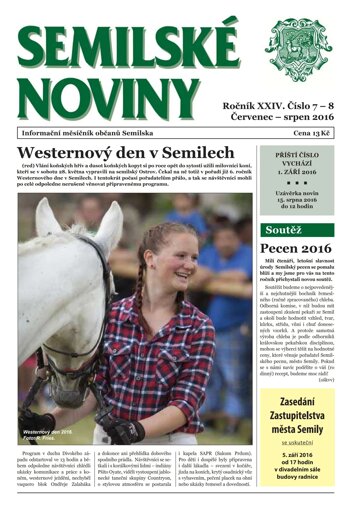 Obálka e-magazínu Semilské Noviny 7-8/2016