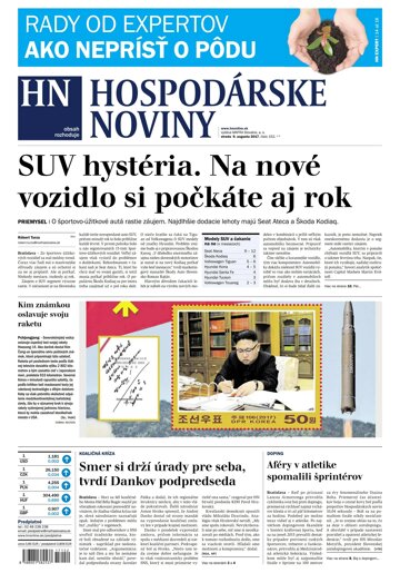 Obálka e-magazínu Hospodárske noviny 09.08.2017