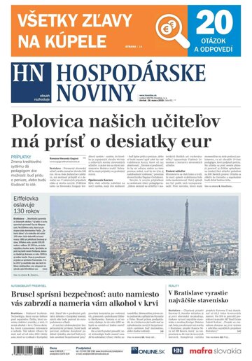 Obálka e-magazínu Hospodárske noviny 28.03.2019