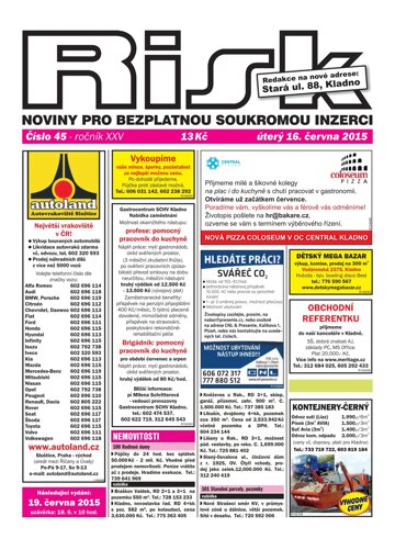 Obálka e-magazínu Risk 45/2015