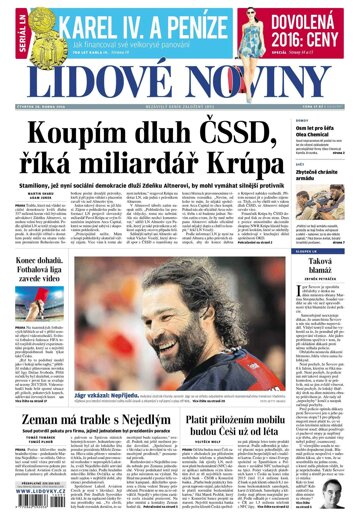 Obálka e-magazínu Lidové noviny 28.4.2016