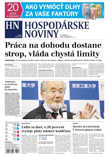 Obálka e-magazínu Hospodárske noviny 04.10.2016