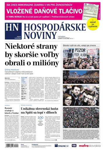Obálka e-magazínu Hospodárske noviny 12.03.2018