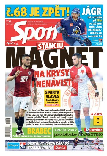 Obálka e-magazínu Sport 21.9.2019