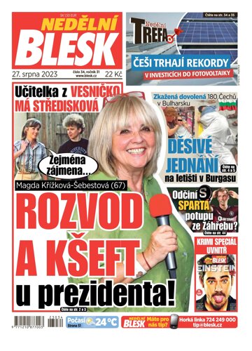 Obálka e-magazínu Nedělní Blesk 27.8.2023