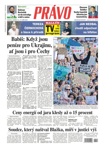Obálka e-magazínu Deník Právo 16.9.2023