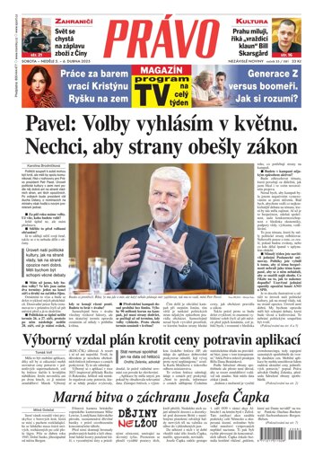 Obálka e-magazínu Deník Právo 5.4.2025