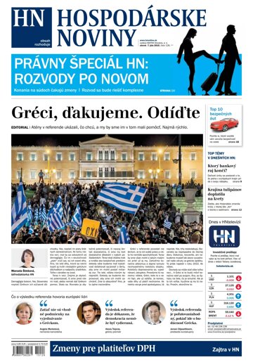 Obálka e-magazínu Hospodárske noviny 07.07.2015