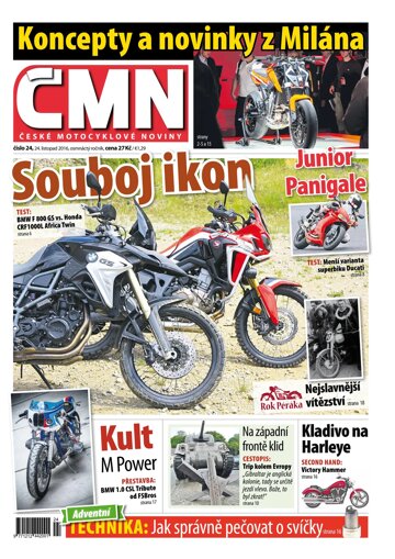 Obálka e-magazínu ČESKÉ MOTOCYKLOVÉ NOVINY 24/2016